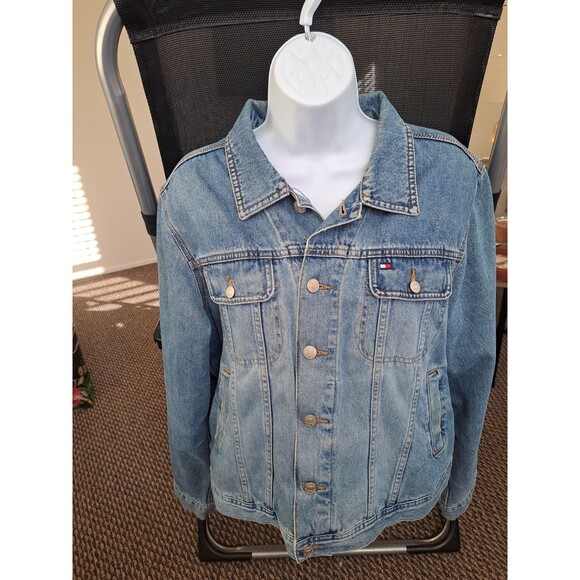 Vintage Tommy Hilfiger Women's Denim Jean Jacket Size Large - Picture 2 of 10